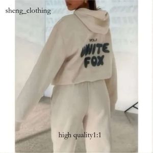 White Foxx Hoodie Set Sets Set Set Women Women Два пьесы весна Осень Зимняя Зимняя Новая Капюшон Компта