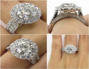 Роскошная женщина Big Diamond Ring 925 Серебряное кольцо винтажные обручальные кольца обручальные кольца для женщин 9045350