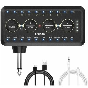 Cables Lekato Guitar Plug Amp Pa1 Headphone Mini Amplifier Speakers Combo Amplifier Acoustic Electric Bass Sound Pedal Board Delay H8