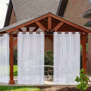 Curtain Waterproof Outdoor With Grommets Gauze Tulle Sheer For Window Garden Balcony Pavilion Decor White Top