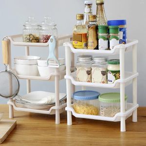 Kitchen Storage Rack Shelve Plastic 3-Layers Assembled Food Sundries Shelf Dish Holder Bathroom Organizer Cocina Accessories