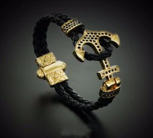 BC Atolyestone Kaiser Perlenarmband Gold Armbänder Anker Ledermanschette Armbänder Männer Frauen Mujer Pulseras3179936