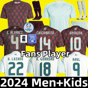 Мексика 2024 Copa America Raul Chicharito Soccer Jerseys 2024 Lozano Dos Santos 24 25 H.Lozano Мужские детские футбольные рубашки униформы версия игрока