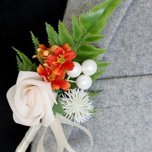 Decorative Flowers Wedding Boutonniere Romantic Bridegroom Artificial Flower Corsage