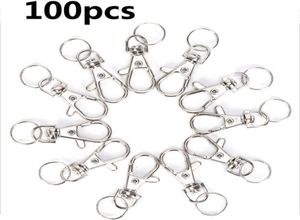 100pcslot Swivel hummerklämmklämmor Key Hook Keychain Split Key Ring Finds Clasps för nyckelringar som gör H09157805844