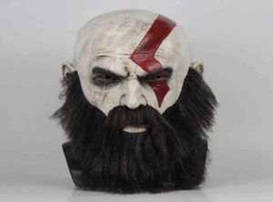 Game God Of War 4 Kratos Mask with Beard Cosplay Horror Latex Party Masks Helmet Halloween Scary Props L2205304098226