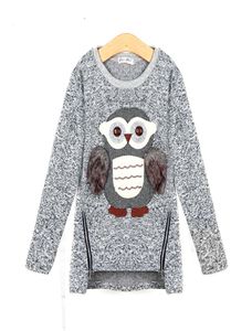 2017 autumn new fashion girls sweaters kids fleece lined zipper sweaters cartoon cute owl casual cotton girls sweater4453821