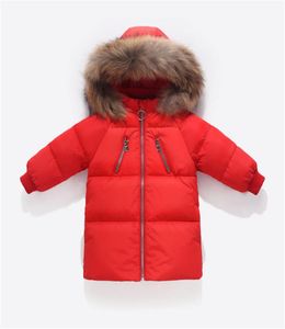 Boys Winter Jacket Kids Auck Down Long Sect Girls Girl Coat Warm Kids Down Parkas Coat Fur Hooded Operaio Abbigliamento 4554700