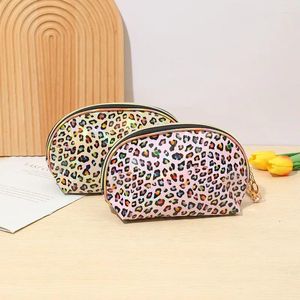 Bolsas de cosméticos Bolsa de maquiagem de leopardo Viagem portátil de higiene pessoal multifuncional para mulheres bolsa de embreagem