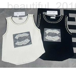 Women's Tanks & Camis designer 2024 Knitted Summer New Small Fragrance Bead Sleeveless Round Neck Tank Top with Slim Fit and Versatile WG1Q