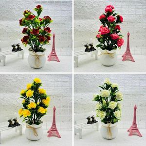 Flores decorativas Realistic Fake Flower Artificial Bonsai Plant para decoração de casa Decoração de casa verde simulado com desktop de plástico