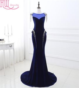 100 Real Po Mermaid Dresses Evening Wear Navy Blue Cap Sleeves Beaded Shiny Sexy Cheap Prom Dresses Long In Stock Formal Dress9567920