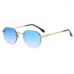 Occhiali da sole hbk rotonde vintage senza bordo per donne viaggi estivi regali in stile da sole occhiali per lo shopping lunette de soleil homme