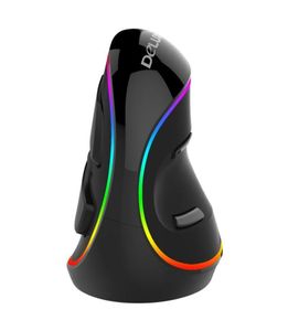 Delux M618 Plus Wired Vertical Mouse Ergonomic Optical Mouse RGB Light 4000 DPI for Computer Laptop Office Gaming8404541