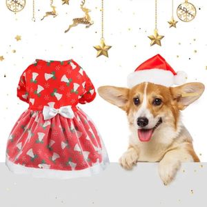 犬のアパレルクリスマスドレス魅力的なエレガントなシースルーメッシュクリスマスツリーパターンベルプリントポグラフプロップフェスティバルペットスカート