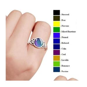 Band Rings 925 Sier Mix Size Mood Changes Color To Your Temperature Reveal Inner Emotion Finger Ring Jewelry Bk Drop Delivery Dhn28