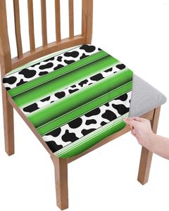 Chair Covers Mexico Stripes Cow Pattern Animal Skin Texture Green Elastic Seat Cover For Slipcovers Home Protector