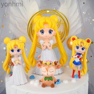 Anime Manga Kawaii Sailor Moon Manga Statue Anime Figurer PVC Action Figure Collectible Model Toys Doll Cake Decoration Gift 240413