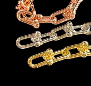 Vintage varumärkesdesigner koppar 18k guldpläterad armband med kristallspänne tjock kedja för kvinnor smycken25174511019