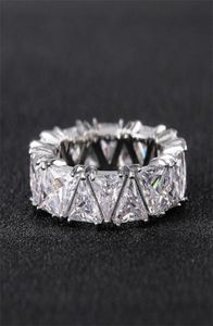 CHOUCONG Brand Wedding Rings Jóias de luxo 925 Triângulo completo de prata esterlina 5A Zircão CZ Diamond Party E3467226