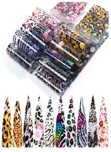 204cm 10pcsset leopard unhas folhas de papel de papel clear flocos de folhas de transferência adesivos Decalques de unha Diy Design Decorações1524359