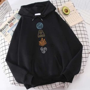 Damen Hoodies Sweatshirts Avatar Der letzte Airbender Hoodie Water Air Fire Erde vier Elemente drucken schwarze Anime übergroße Sweatshirts Harajuku Unisex männlich 240413