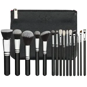 Shadow Zoeva Makeup Brush 815pcs Leather Women Zip Handbag Professional Powder Foundation Eyeshadow Makeup Brush Makeup Tools