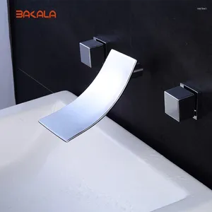 Banyo Lavabo muslukları Bakala 3pcs Duvara monte şelale havzası musluk mikser musluklar pirinç krom bitmiş LT-305