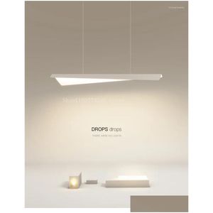 Ljuskronor White Minimalist Modern LED Chandelier Nordic matsal Kök Island Long Pendant Lamp Bar Office Hanging Light Drop D DHCPK