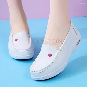 Casual Shoes Genuine Leather For Women In Summer Comfortable Soft Flat Bottomed Non Slip White Work