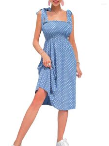 Sukienki swobodne Podstępny design opakowanie klatki piersiowej Polka Dot Dress