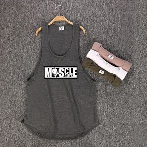 MuscleGuysブランドボディービルノースリーブシャツメンズジムタンクトップローカットベストセクシーなマッスルフィットネスストリンガースポーツウェアアンダーシャツ240412