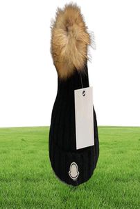 ブラックグレーホワイトピンクレッド新しいファッション女性女性暖かい冬のビーニー大きなフェイクファーポムボブルハットニットスキーキャップファクトリーP3771306
