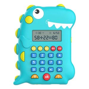 Calculadoras calculadoras recarregáveis em forma de dinossauro LCD Calculadora ideal Toinamento aritmético de treinamento para crianças no presente da escola primária Presente de educação