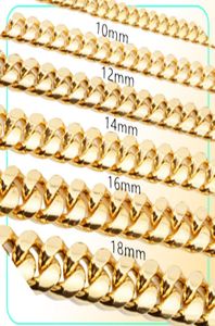 81012141618mm 1830inches Miami Cuban Link Gold Chain Hip Hop Jewelry Thick Stainless Steel Necklace2623157