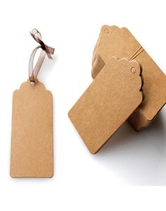 500 st DIY LACE SCALLOP HEAD Etikett bagage Kraft papper taggar brun bröllopsnot tomt hänga tagga kraft julklapp 5x3cm8132590