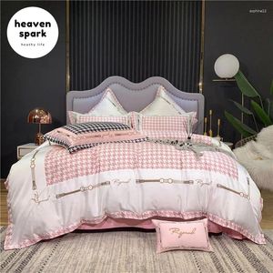 Sängkläder sätter hem textil 6 färger set tvättat satin quilt täcker lyx säng linne king size lakan 4 st kläder