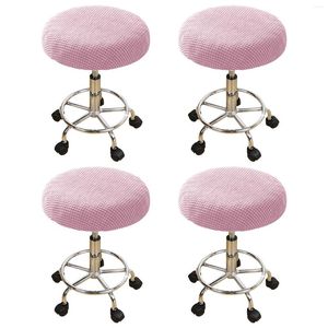Chair Covers 4pcs Solid Home Decor Dining Room Waterproof Office Washable Round Soft Bar Stool Cover Anti Scratch Stretch Velvet Kitchen