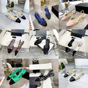 2024 Классика Slingback Толстые сандалии кожа подошва кусочки кубковые каблуки круглые ноги высококачественные женские роскошные дизайнеры свадебные туфли Sandal 35-42