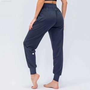 2024 LU-068 Frauen Yoga Neunte Hosen laufenden Fiess-Jogger mit Reißverschluss Tasche High Taille Elastic Casual Jogging 4 Farben VJ668