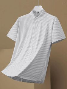 Camisas casuais masculinas 10xl plus size masculino vestido listrado de manga curta verão grande tamanho 6xl 7xl 8xl fino fino macio macho frouxo de alta qualidade