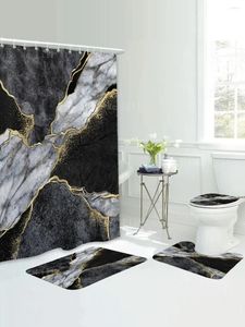 Shower Curtains Black Grey Gold Marble Print Purple Floor Rug Toilet Seat Cover U Mat