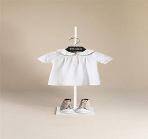 最高品質の子供039S Tshirts純粋な綿と夏の純粋な色の純粋な色の小さなプリーツガール039Sトップシャツ8563735