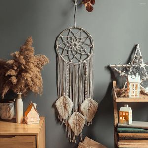 Estatuetas decorativas de estilo nórdico tecido de tapeçaria apanhador de sonho de parede pendurada sinos de vento de decoração de arte decoração pingente de decoração de arte pingente