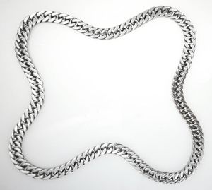 Onepiece No Buckle Silver tone stainless steel mens Polished Chain Necklace7701539