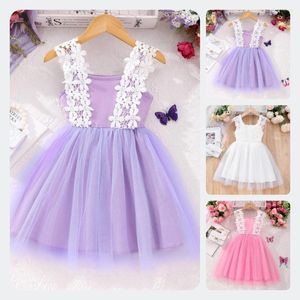 Girl Dresses Dress For Kids Clothes Summer Strap 3-7 Years Holiday Casual Soft Floral Purple Birthday Party Chiffon Baby Tutu