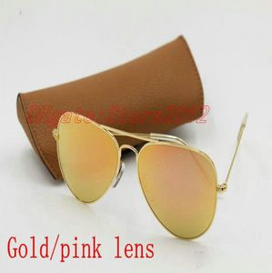 Sälj ny varumärkesdesigner Fashion Color Mirror Men Kvinnor Polit Solglasögon UV400 Vintage Sport Solglasögon Guld Pink 58mm 62mm Len2181764