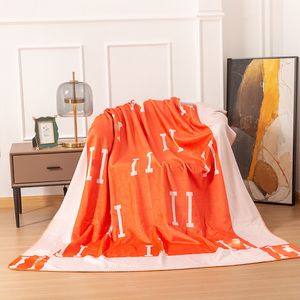 European-Style High-End Fashion Brand Orange Snow Fox Velvet Blanket Foreign Trade Thickened Big Brand Style Cover Blankets Sofa Bedroom Double Blankets