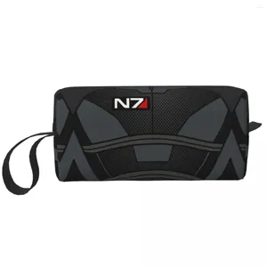 Kosmetiska väskor Mass Effect N7 Armor Travel Bag Women Alliance Militär videospel Makeup toalettartiklar Organiser Lagring Dopp Kit