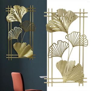 Decorative Figurines Gold Metal Wall Decor Golden Leaf Hanging Art Sculpture With Frame For Living Room Office Home El